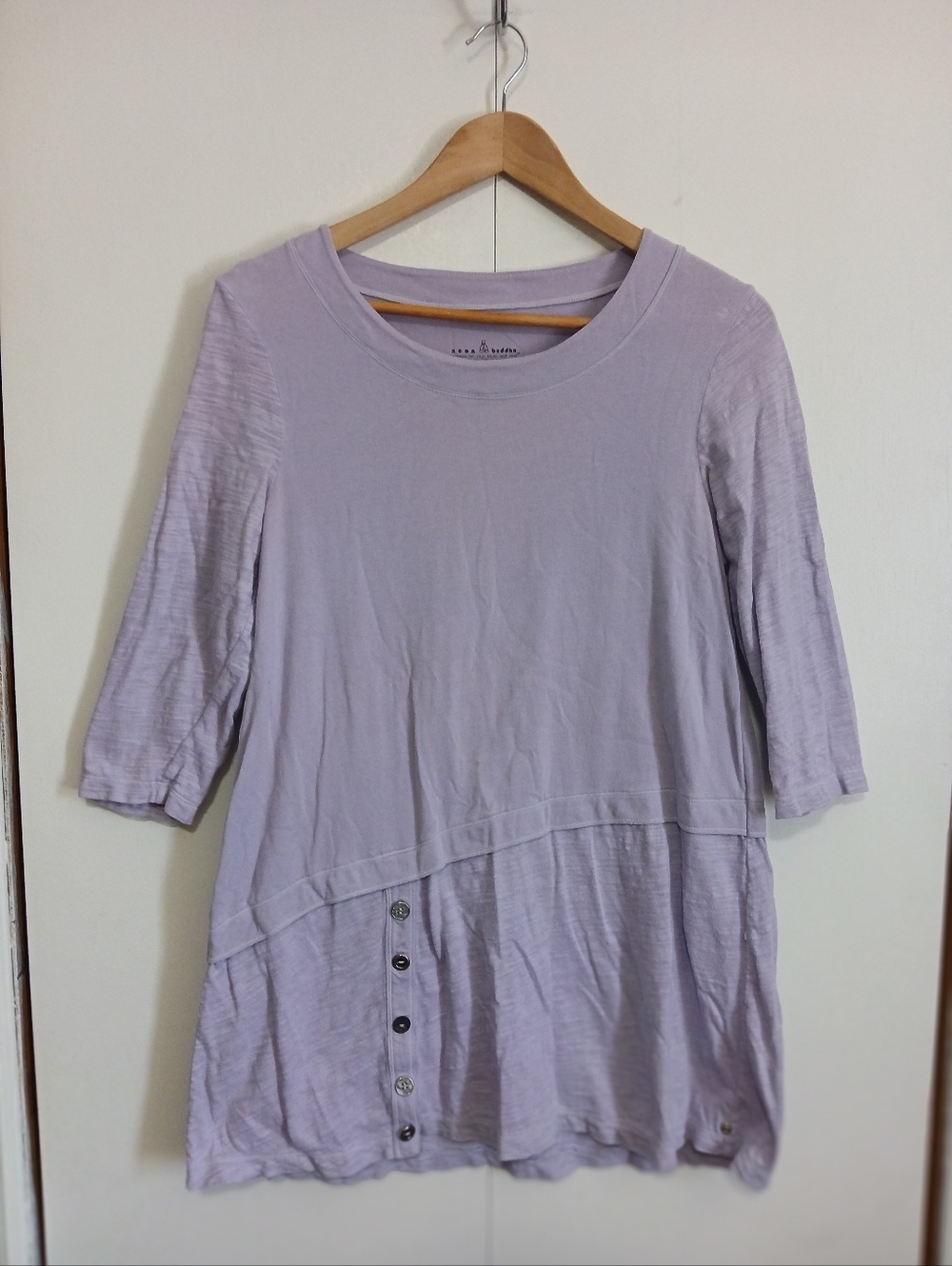 Neon Buddha Lilac Purple Tunic Small Asymmetrical Button Detail